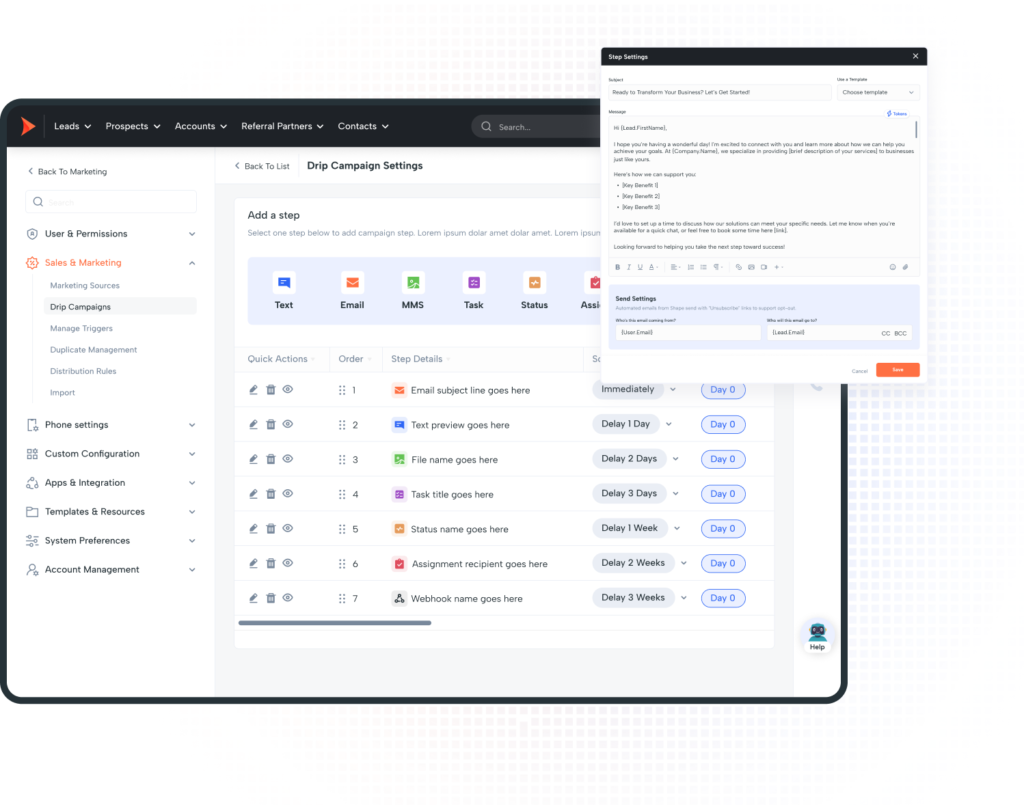 Shape CRM system with a visual overview of sales performance and customer insights